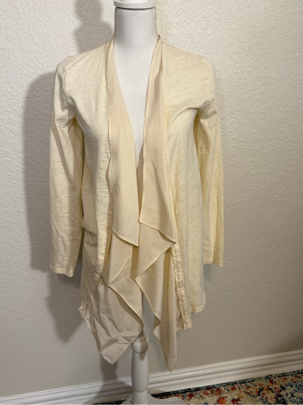 Garnet Hill Cream Lightweight Layered Cardigan